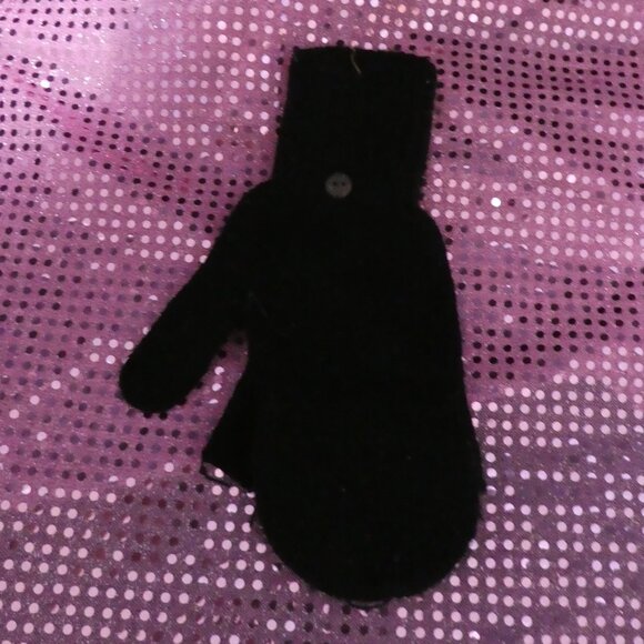 Solid Black Flip Mitt With Button Secure Tabs - Picture 4 of 11